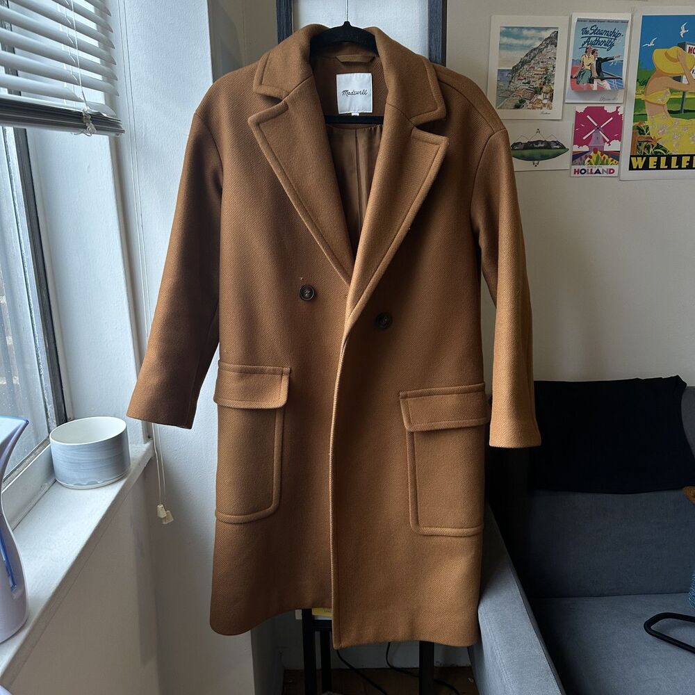 Madewell Brown Wool Long Coat // Size XXS - Picture 4 of 7